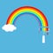 Rainbow cloud in the sky and paint roller with