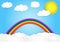Rainbow on cloud, vector, copy space for text, illustration