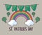 Rainbow with clovers and garlands hanging of st patrick day