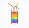 Rainbow Cocktail Glass. Vector