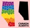 Rainbow Collage Map of Alberta Province for LGBT
