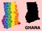 Rainbow Collage Map of Ghana for LGBT