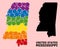 Rainbow Collage Map of Mississippi State for LGBT