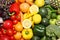 Rainbow collection of ripe fruits and vegetables