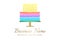 Rainbow Color Cake Logo for Bakery Business or Birthday Celebration Party with Multicolor Decoartion