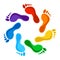 Rainbow color footprints - design elements. Vector