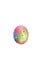 Rainbow color manually carved egg shell for special Easter holiday isolated against white background.