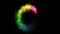 Rainbow color smoke flowing in a circle black.