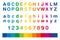 Rainbow colored alphabet and numbers in a row