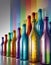 Rainbow Colored Bottles in a Row