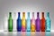 Rainbow Colored Bottles in a Row