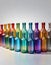 Rainbow Colored Bottles in a Row