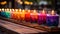 Rainbow-Colored Candles Illuminating Glass Jars