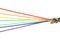 Rainbow colored cords knotted together isolated