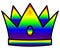 Rainbow colored crown illustration. Cartoon style image. Royal symbol and icon isolated on white background. Logotype object of gl