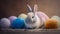 Rainbow colored Easter cute rabbit egg symbol. easter bunny young Generated AI