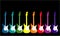 Rainbow colored guitars