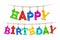 Rainbow colored Happy Birthday hanging banner