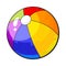 Rainbow colored inflated beach ball, sketch style vector illustration isolated