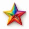 a rainbow colored origami star on a white background