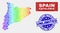 Rainbow Colored Production Catalonia Map and Scratched Unlimited Stamp Seals