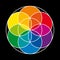 Rainbow colored Seed of Life with coat, preform of the Flower of Life