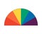 Rainbow colored semicircle. Iridescent colors diagram sectors. Colourful segmented palette. Color chart. Vector isolated