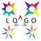 Rainbow Colored Stars.Set Logo Elements. Templates for Corporate Logotypes.