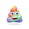 Rainbow colored unicorn  poop, fabulous animal excrement, icon