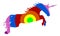 Rainbow colored unicorn on white