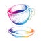 Rainbow Colored Vectorized Ink Sketch of Coffee Cup Illustration