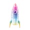 Rainbow Colored Vectorized Ink Sketch of Rocket Illustration