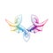 Rainbow Colored Vectorized Ink Sketch of Wings Illustration