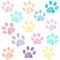 Rainbow colorful colored paw print pattern