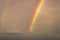 Rainbow colorful in fogy sky at dawn