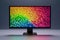Rainbow colorful pixel art on computer monitor TV for.