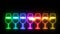 Rainbow colorful small and big champagne glass light neon sign elements