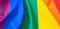 Rainbow colors cloth, LGBT Gay pride sign symbol background texture, top view, banner