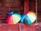 Rainbow Coloured Umbrellas For Sale on Rainy Day