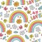 RAINBOW Comic Cartoon Holiday Seamless Pattern Illustration