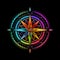 Rainbow Compass Rose A Compass Icon Showcasing A Beautiful Compass. Generative AI