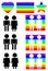 Rainbow couples icon set vector