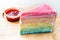 Rainbow crape cake.