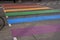 Rainbow crosswalk in the city Utrecht.