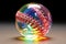rainbow crystals baseball ball illustration generative ai