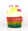 Rainbow cupcake with King crown