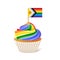 Rainbow cupcake with LGBTQ Progress Pride Flag