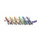 Rainbow of cute unicorn balloon animals on black background