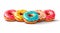 Rainbow Delights: Colorful Donuts on a White Background