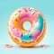 Rainbow Delights: Irresistible Donuts in Vibrant Colors. Generative Ai